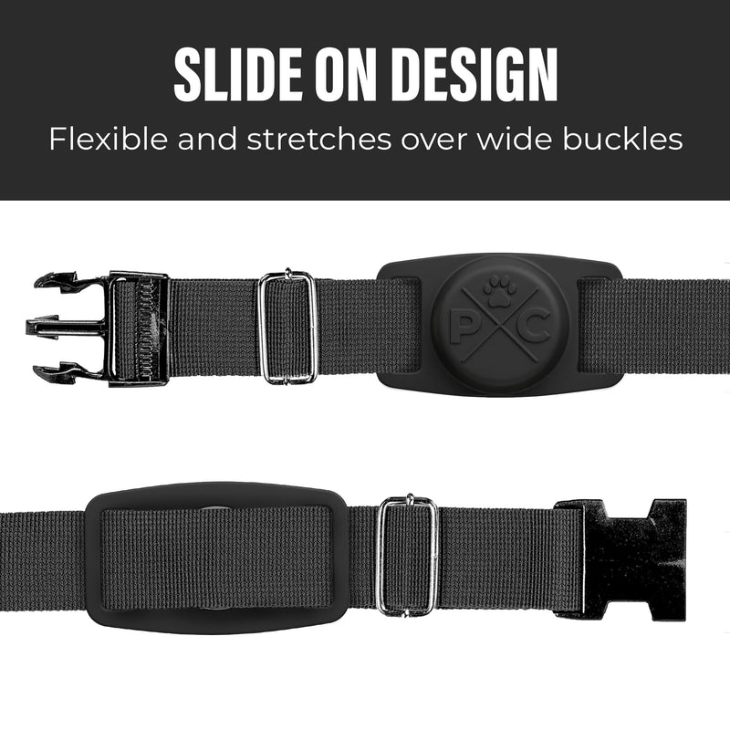Pup Culture AirTag Dog Collar | Durable & Protective Dog AirTag Holder - Track Your Pet Using Apple AirTag Technology - Dog Collar AirTag Holder -for Dogs and Cats 1 Pack Black - PawsPlanet Australia