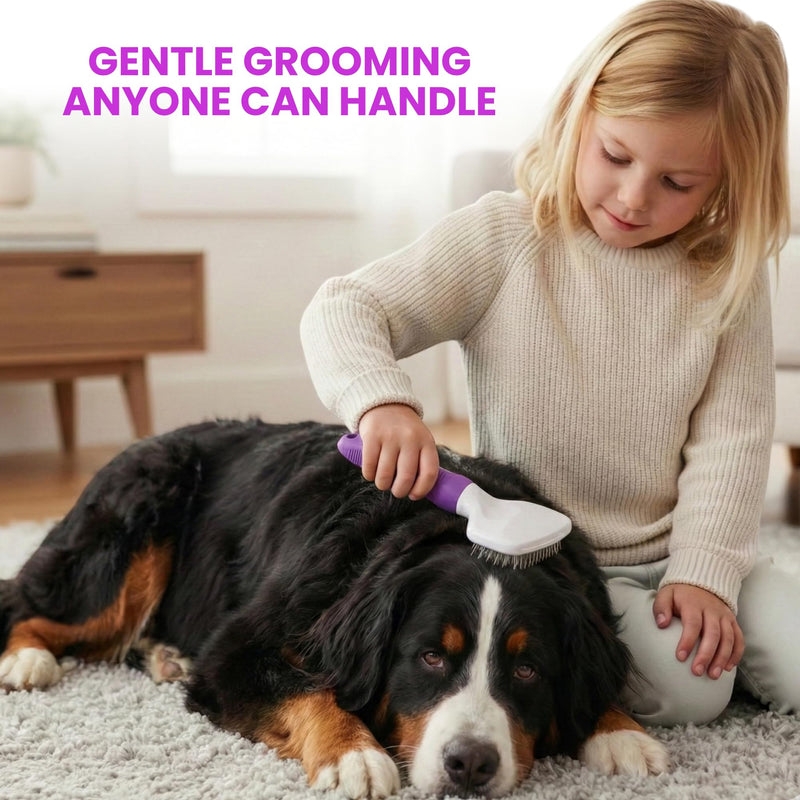 Poodle Pet Slicker Brush Large Size - For Dogs, Cats, Rabbits - Matted/Loose Fur, Knots - Suitable for Doodle/Goldendoodle Grooming and Shredding Short/Long Hair Purple