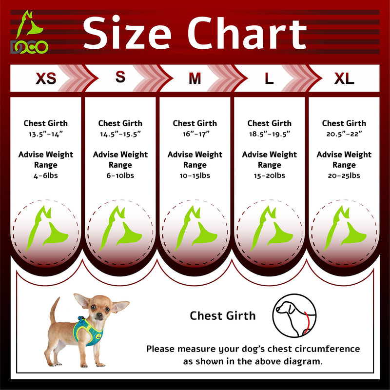 DOCO Athletica Small Dog Quick FIT Mesh Harness │ 2 Leash Clips, Heavy Duty No Choke Vest, Lightweight Reflective (Dogs and Puppies Under 30 lbs) Medium (Chest: 16-17") Red - PawsPlanet Australia