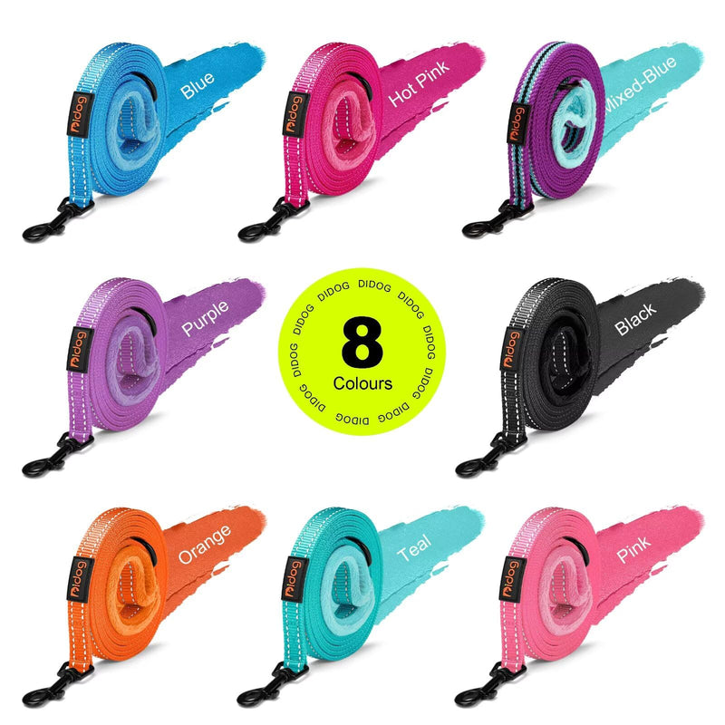 Didog 6 FT Purple Dog Leash for Small Medium Dogs, Reflective Dog Leash with Soft Padded Handle, Slim 5/8" Width & 360° Swivel Clasp for Daily Walking/Training 5/8''x 6 FT - PawsPlanet Australia