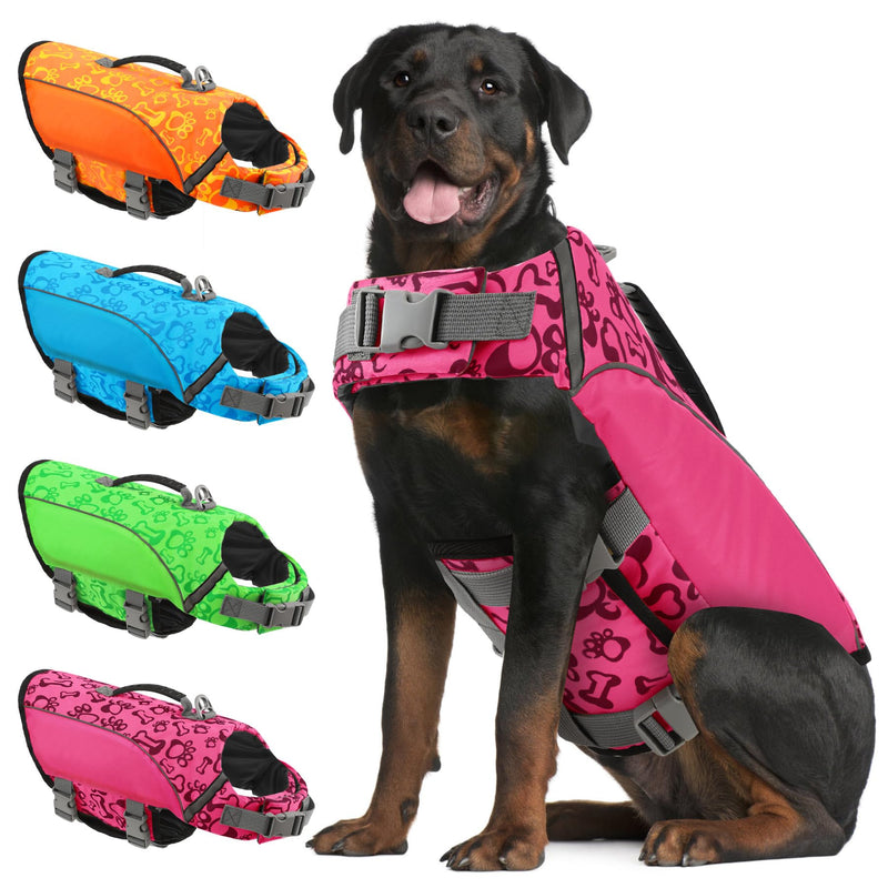 ALAGIRLS Dog Life Jacket Safety Pet Flotation Life Vest, Adjustable Dog Swimming Vest Pet Life Preserver with Superior Buoyancy & Rescue Handle for Small Medium Large Dogs, Pink L L(Chest Girth 53-72cm)