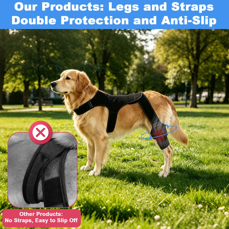 Penitue Dog Knee Brace Hind Leg, Adjustable Dog Hind Leg Braces Support System with 4 Stabilizers & Hip Support (XL) XL