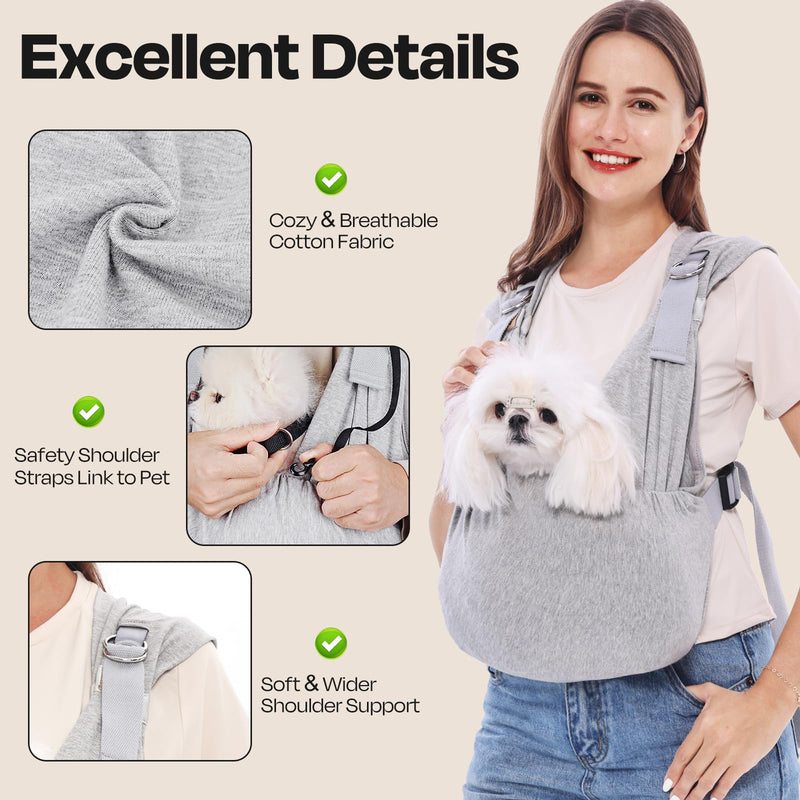 Supet Dog Carrier Sling for Small Dogs, Front Facing Cat Sling Carrier Chest, Hands Free Pet Sling Carrier, Adjustable Dog Front Carrier, Reducing Back Pain - PawsPlanet Australia