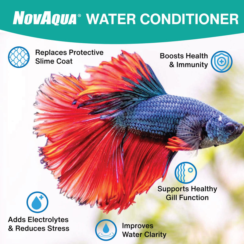KORDON Novaqua Aquarium Water Conditioner for Freshwater & Saltwater – Instantly Detoxifies Chlorine, Chloramines, & Heavy Metals in Tap Water, Replaces Fish Slime Coat, Adds pH Buffers, 16-ounces - PawsPlanet Australia