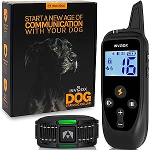 INVIROX Shock Collars for Dogs with Remote [123 Training Levels] Rechargeable Dog Training Collar, 3350Ft Range E Collar, Lightweight IP67 Waterproof Electric Dog Collar for Medium Dogs Small & Large - PawsPlanet Australia