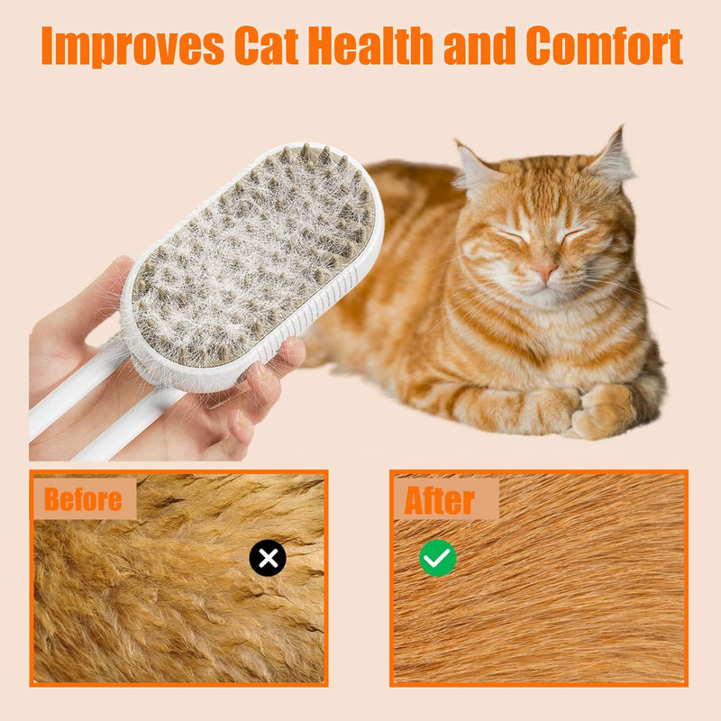 Spritz Defur Comb for Cats, 3-in-1 Cat Steam Brush, Spray Cat Brush for Shedding, Pet Steam Brush, Pet Spray Hair Comb for Long and Short Hair Cats and Dogs (Brown) Brown - PawsPlanet Australia