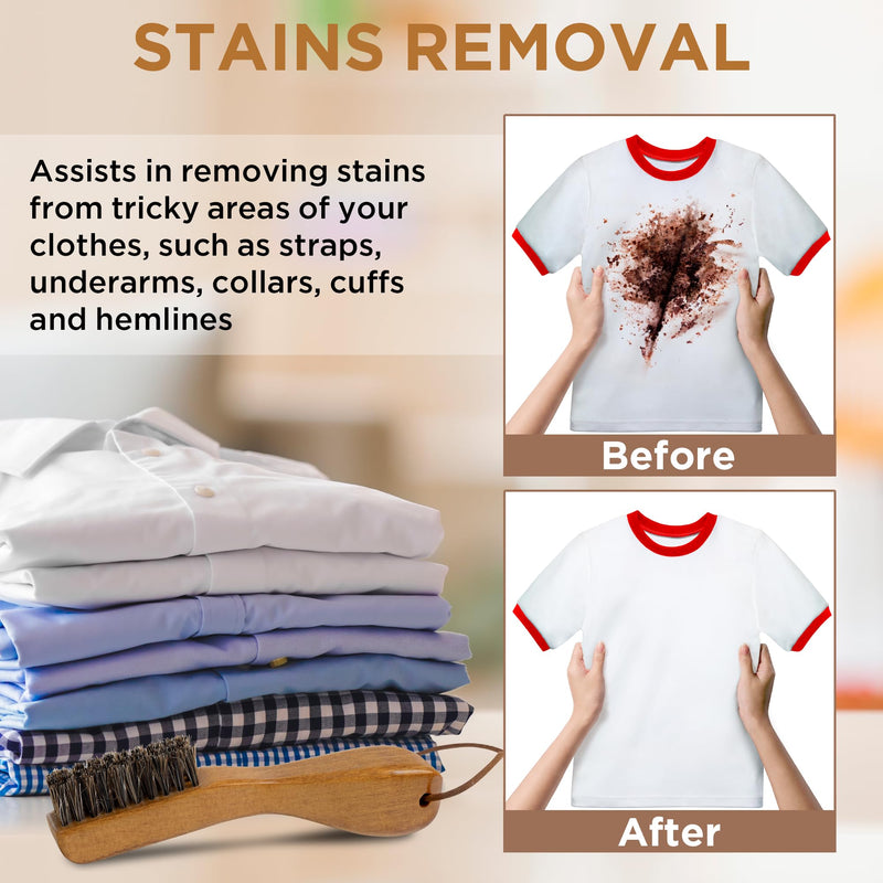 TAKAVU Stain Brush, Horsehair Bristle Laundry Brush for Stain Removal, Cleaning Brush with Ergonomic Handle, Suitable for Delicate Fabrics Without Damage, Perfect for Laundry, Shoes, Boots, Home Horse Hair Bristle - PawsPlanet Australia