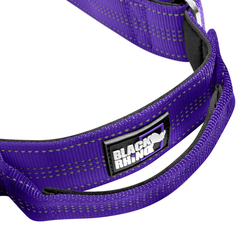 Black Rhino - Tactical Dog Collar Ultra-Soft Neoprene Padded Dog Collars for Medium, Large, XL Dogs | Heavy Duty Metal Buckle | Padded Handle for Dog Training (XL, Purple) - PawsPlanet Australia