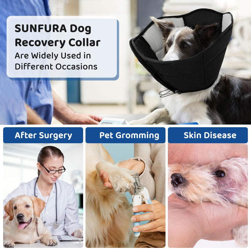 SUNFURA Soft Dog Cone, Dog Cones for Large Dogs, Cone for Extra Large Dogs to Stop Licking After Surgery, Adjustable Dog Cone Alternative Dog Recovery Collar for Wound Healing, Black XL X-Large