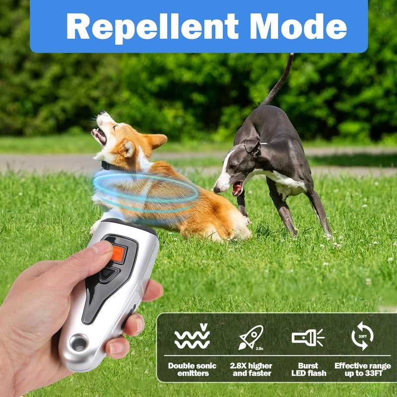 Dog Bark Deterrent Devices,3 in 1 Dual Sensor Anti Barking Device with Training/Deterrent Modes Dog Whistle to Stop Barking Ultrasonic Dog Barking Deterrent with LED Flashlight,Safe Dog Whistle - PawsPlanet Australia