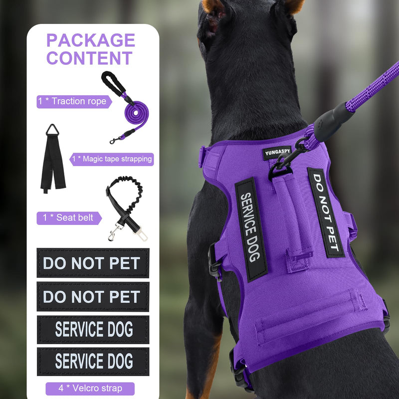 Escape Proof Dog Harness for Large Medium Sized Dogs Six Point Adjustable, Service Dog Vest Harness and Leash Set, No Pull Dogs Harnesses with Handle, XL Dog Harnesses for Walking(Purple, XL) X-Large Purple - PawsPlanet Australia