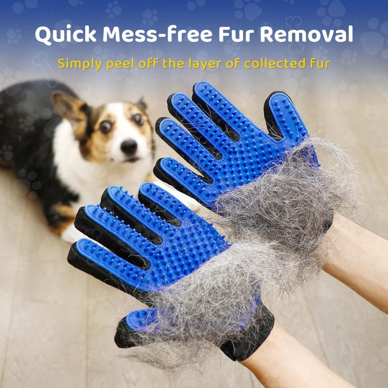 2PCS Dog Grooming Brush Set | Pet Bath Hair Remover Glove with Adjustable Ring Handle for Short & Long Hair Bath brush & hair remover - PawsPlanet Australia