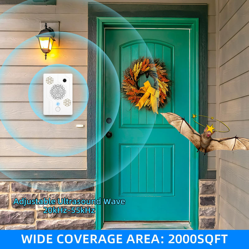 2026 Upgraded Ultrasonic Bat Deterrent for Attic & Roof, Portable Rechargeable Bat Repellent for House Eaves, Safe Electronic Pest Control to Keep Bats Away from Porch & Indoor, 2 Pack - PawsPlanet Australia