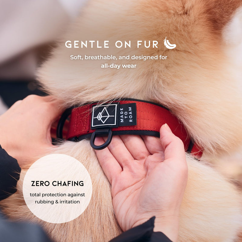 MADE TO ROAM Comfort Collar - Adjustable Nylon Dog Collar with Soft Comfortable Padding, Light Aviation Aluminum Metal Buckle for Small, Medium and Large Dogs (Maine Marina, Size 3) Maine Marina