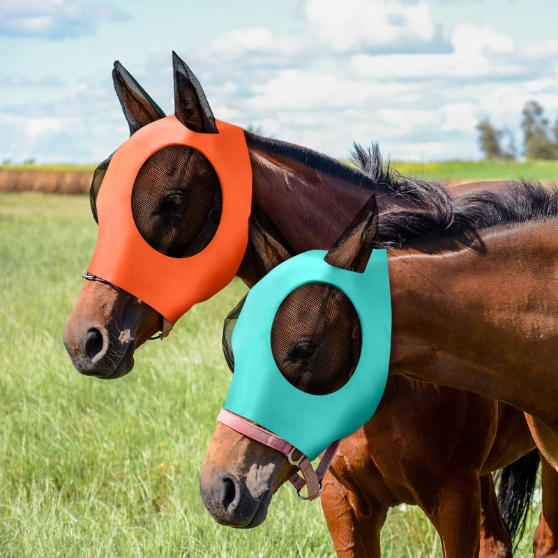Qualirey 8 Pcs Horse Fly Masks for Horses Comfort Horse Fly Mask with Ears Soft Elasticity Fly Mask Sun Protection for Horses(Large) Large