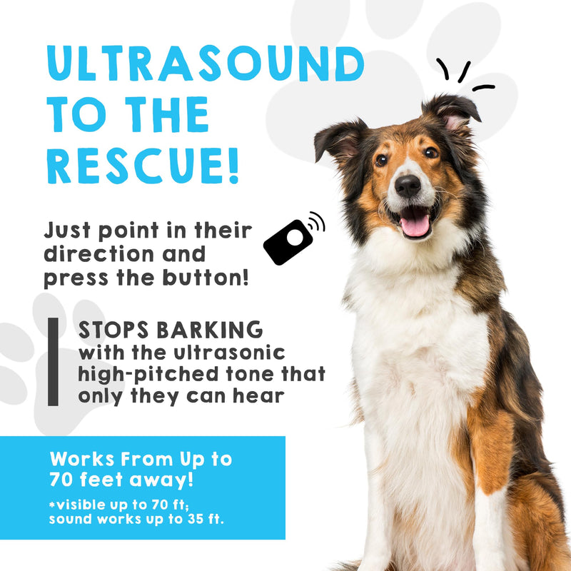 Ultrasonic Dog Bark Deterrent & Behavior Corrector - Stop Barking, Jumping, Aggression Without Yelling -Just Point & Press! Backed by Kevin Harrington from Shark Tank (White Rechargeable) White Rechargeable - PawsPlanet Australia