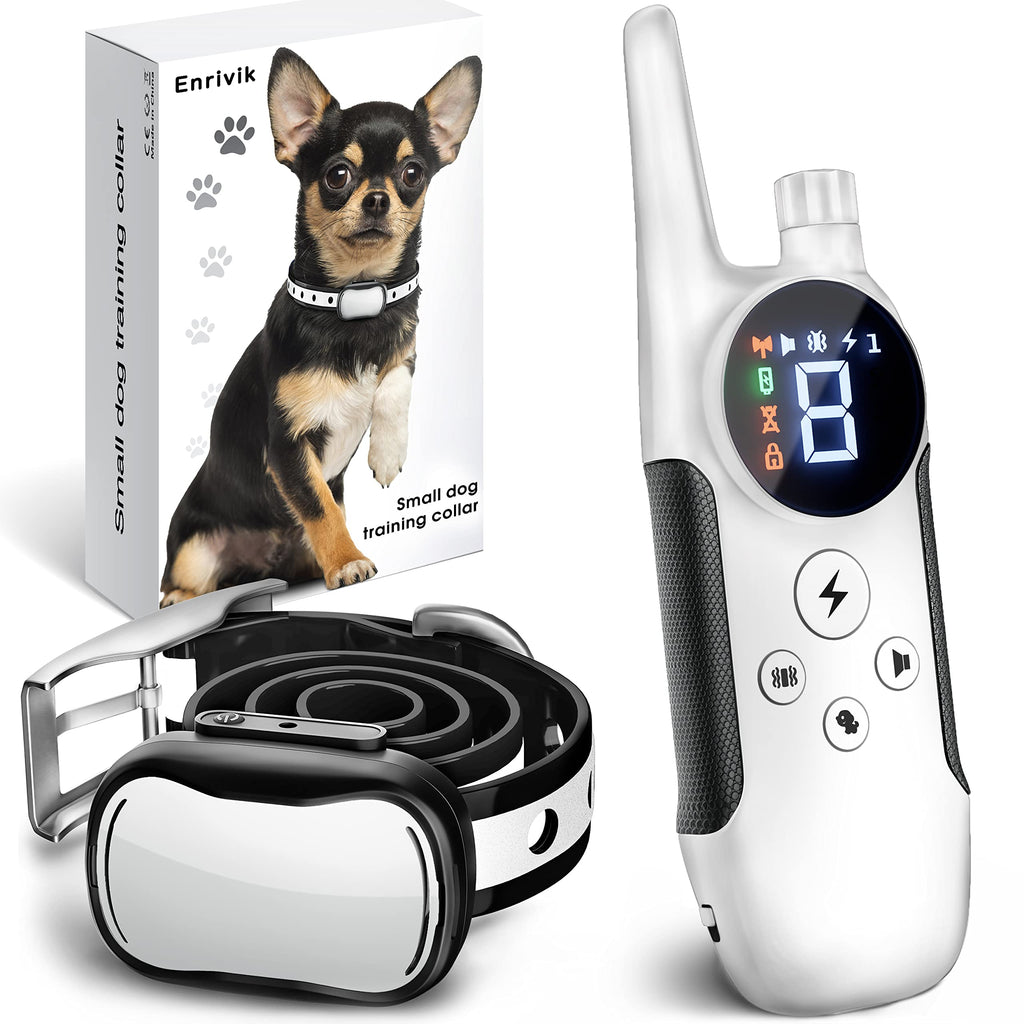 Extra Small Size Dog Training Collar with Remote for Small Dogs 5-15lbs and Puppies with Shock - Waterproof & 1000 Ft Range White