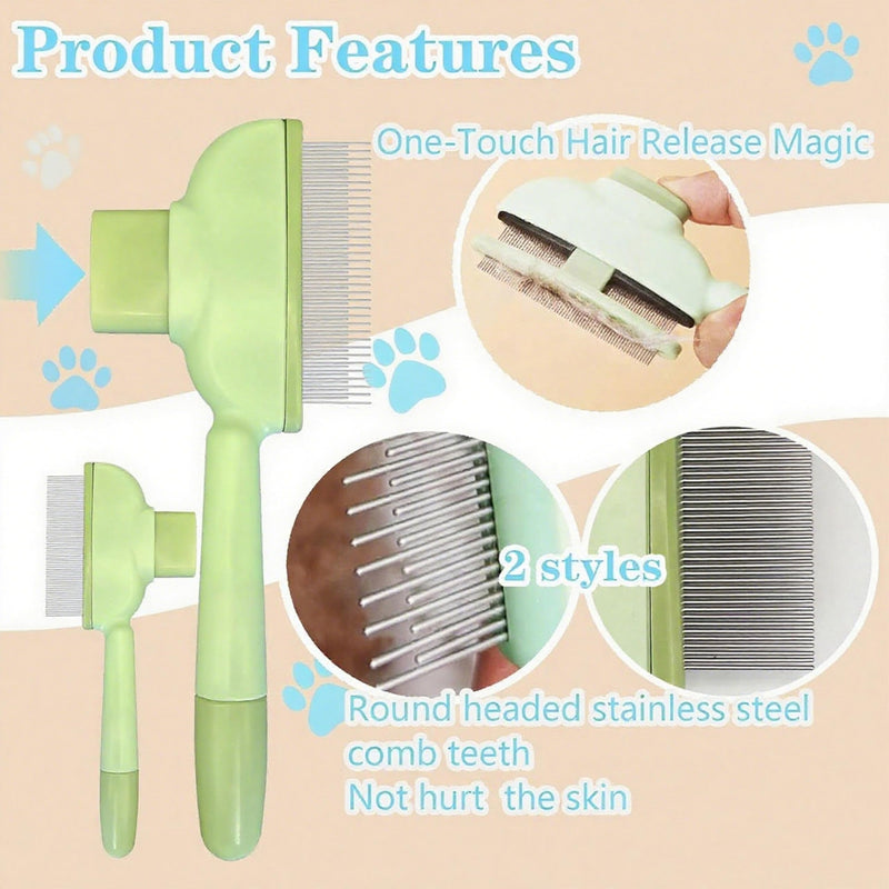 durable stainless steel flea comb for cats and dogs - gentle rabbit brush with comfortable grip - 2-piece pet flea brush set - PawsPlanet Australia