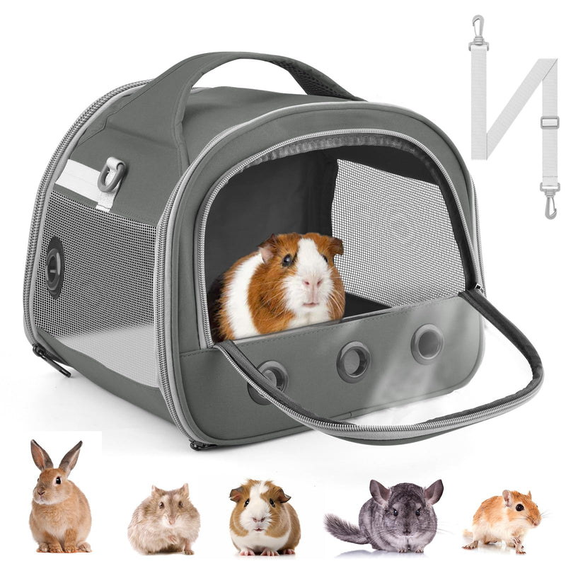 Bissap Guinea Pig Carrier Bag, Portable Small Animal Carrier Pouch for Hamster Chinchilla Rabbit Gerbil Hedgehog Sugar Glider Outgoing Travel Carrying Case - Grey