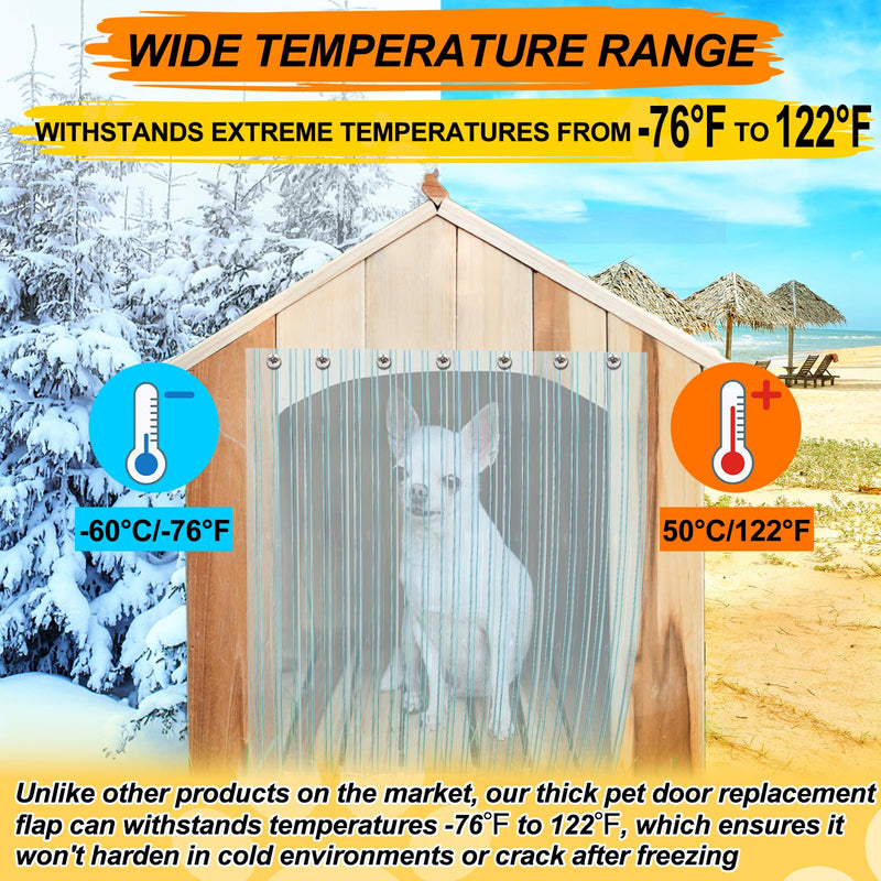 Dog Door Replacement Flaps Plastic Vinyl Strip for DIY Cat House, Eco-Friendly Clear Dog House Kennel Door Flap Strips - 8 in x 4.9 ft