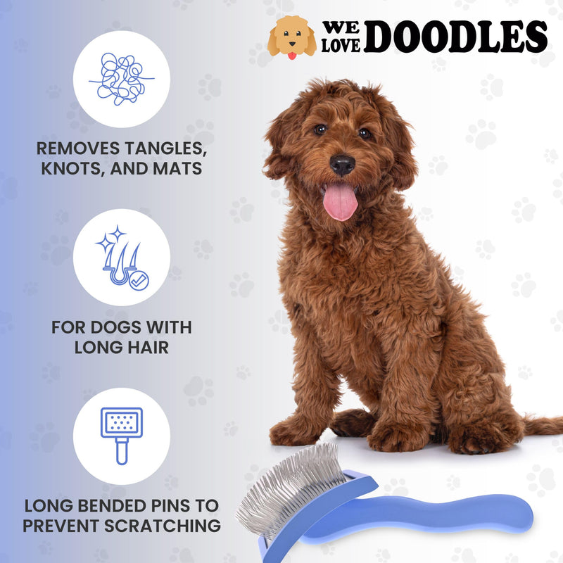 We Love Doodles Grooming Curved Slicker Brush for Long-Haired Dogs - Poodle, Golden Doodle, and Dematting (Large) Large Curved - PawsPlanet Australia