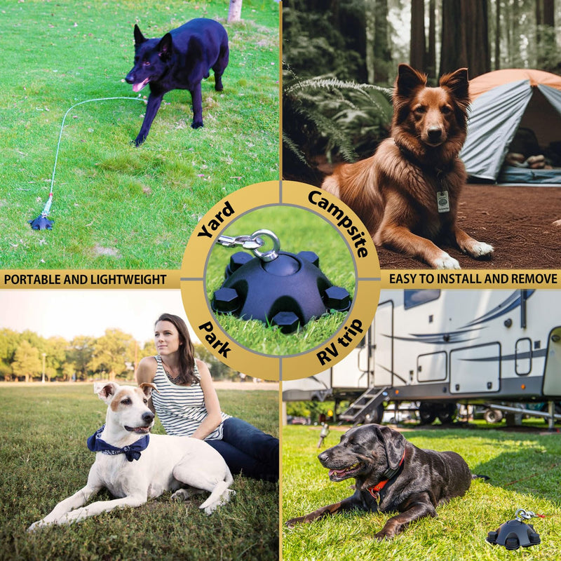 360° Swivel Dog Tie Out Anchor Stake with 5 Screw Anchors - Holds 1200lbs, Great for Dogs Up to 150lbs - Yard Leash and Anchor with Lifetime Replacement stake without cable - PawsPlanet Australia