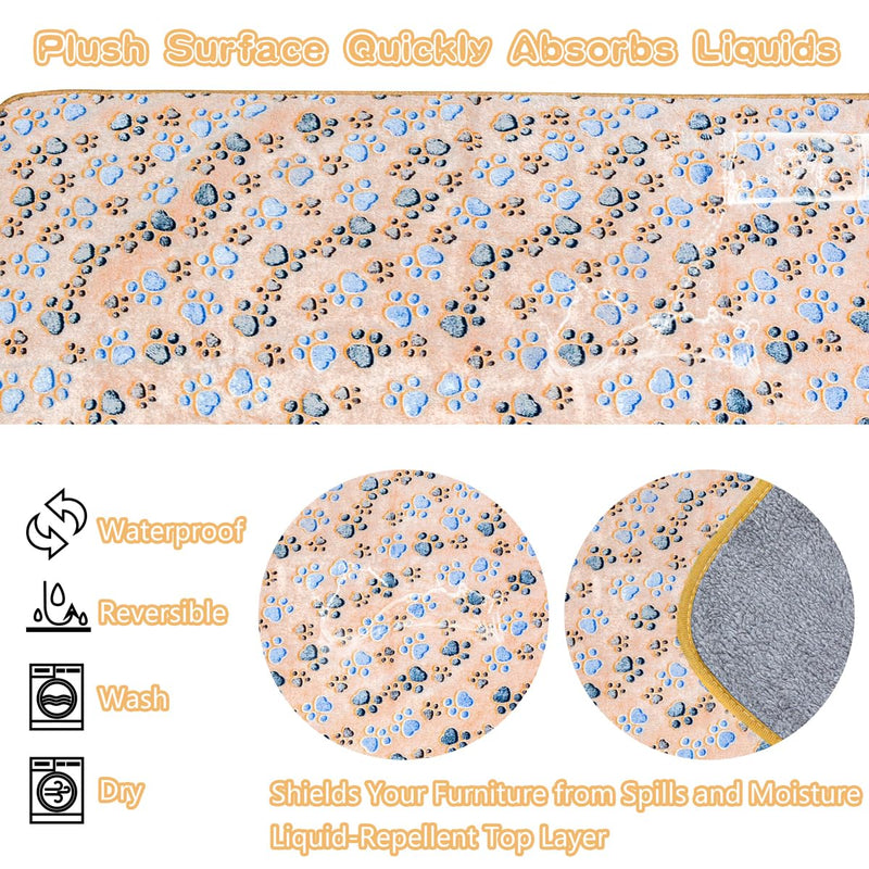 Waterproof Dog Blankets for Large Dogs, 60" x 50" Dog Blanket Washable, Soft Fluffy Flannel Pet Blanket Mat Cover for Bed Couch, Cute Print Puppy Blanket T-brown Paw-1 Pc XL (60 in x 50 in) - PawsPlanet Australia