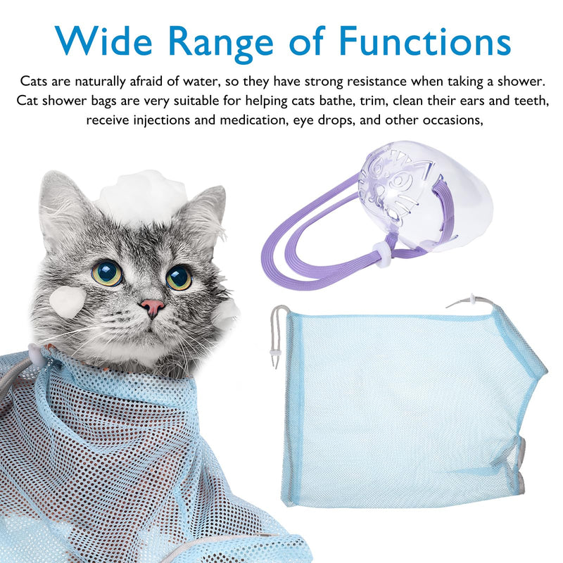SUPVOX Adjustable Breathable Cat Bathing Bag with Muzzle for Grooming Nail Trimming and Shower Safety