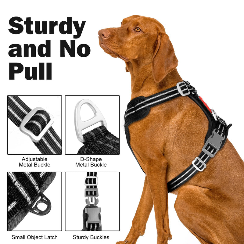 No Pull Dog Harness - Adjustable Reflective Dog Vest with Metal Snap, Soft Breathable Mesh No Choke Puppy Harness, Easy to Put on & Take Off (Black-M) Black Medium - PawsPlanet Australia