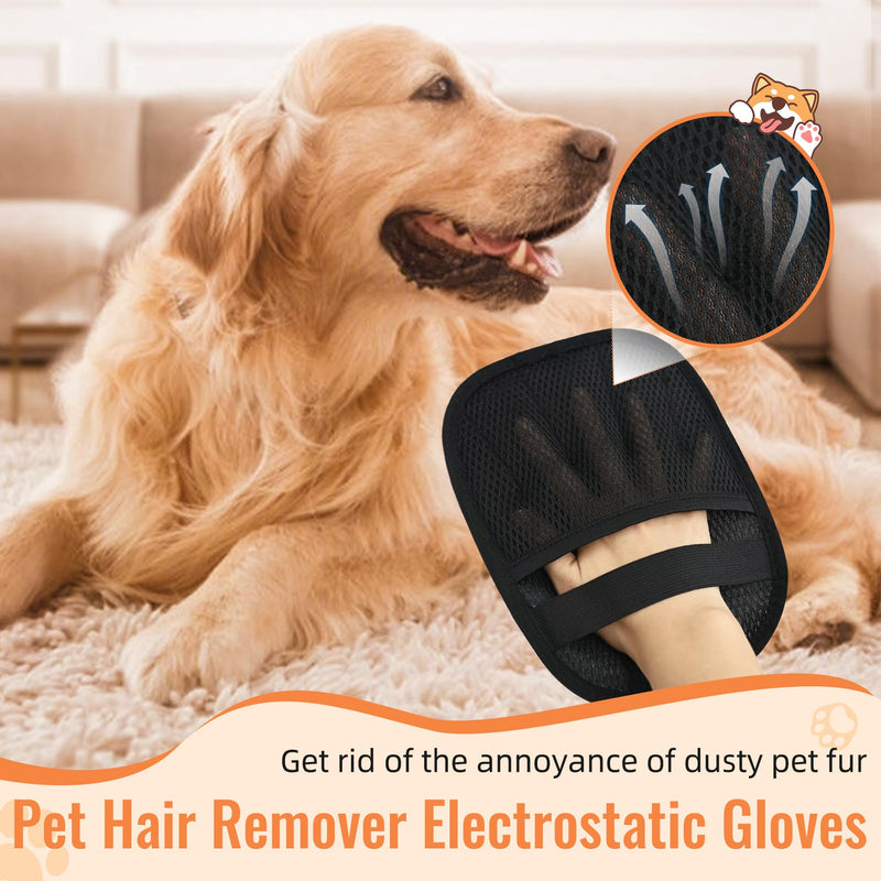 Pet Hair Removal Glove for Cats & Dogs, 2025 Upgraded Five-Finger Electrostatic Pet Hair Remover Gloves, Reusable Grooming Tool for Furniture, Couch, Carpet, Car Seat(1pcs) 1Pcs - PawsPlanet Australia