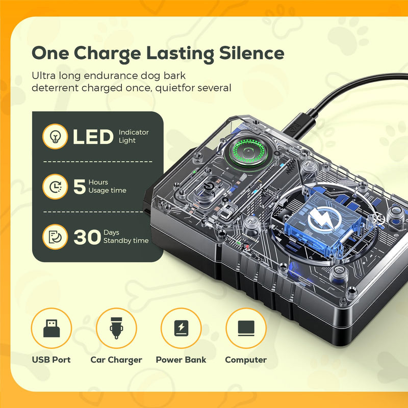 Anti Barking Device for Dogs, 3 Modes Ultrasonic Dog Bark Deterrent Devices Long Range 50ft, Type-C Rechargeable Bark Box Barking Control Devices, No More Barking Training Military green