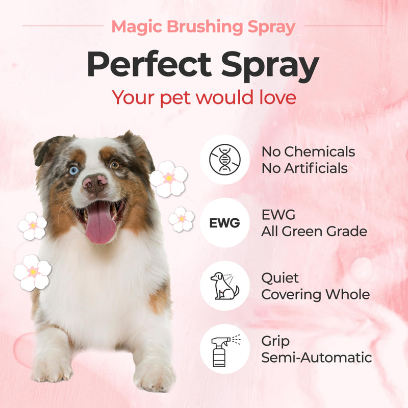 JAYU PET Magic Brushing Spray - Fur Detangler & Dematting Solution, Hypoallergenic Deodorizer, Conditioner & Itch Relief, Shining & Grooming Spray for Dogs (170ml, 5.8fl oz) Detangling & Deodorizing 170ml - PawsPlanet Australia