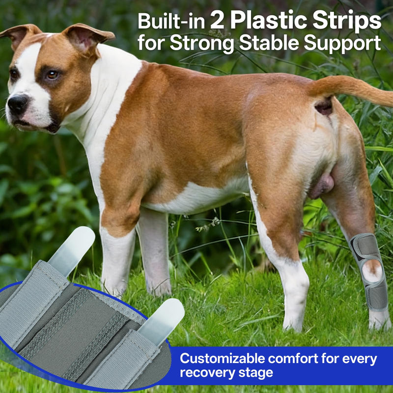 1 Pcs Dog Leg Braces, Hock Joint Brace with Two Support Strips, Dog Joint Wound Protector for ACL CCL Joint Injury, Grey M 1Pcs-Grey Medium