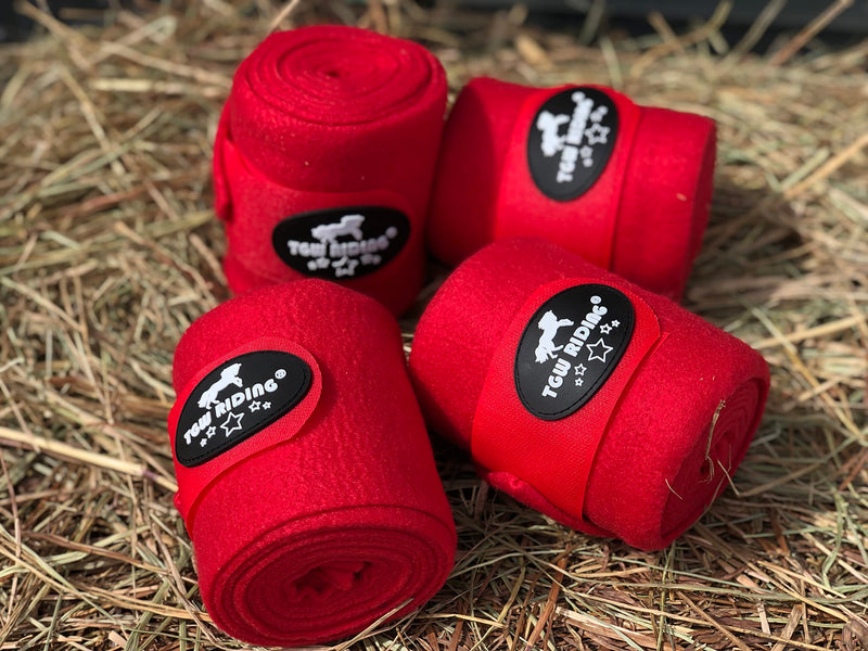 TGW RIDING Horse Polo Leg Wraps, Horse Leg Wraps, Horse Fleece Bandages,4-Pack Red - PawsPlanet Australia