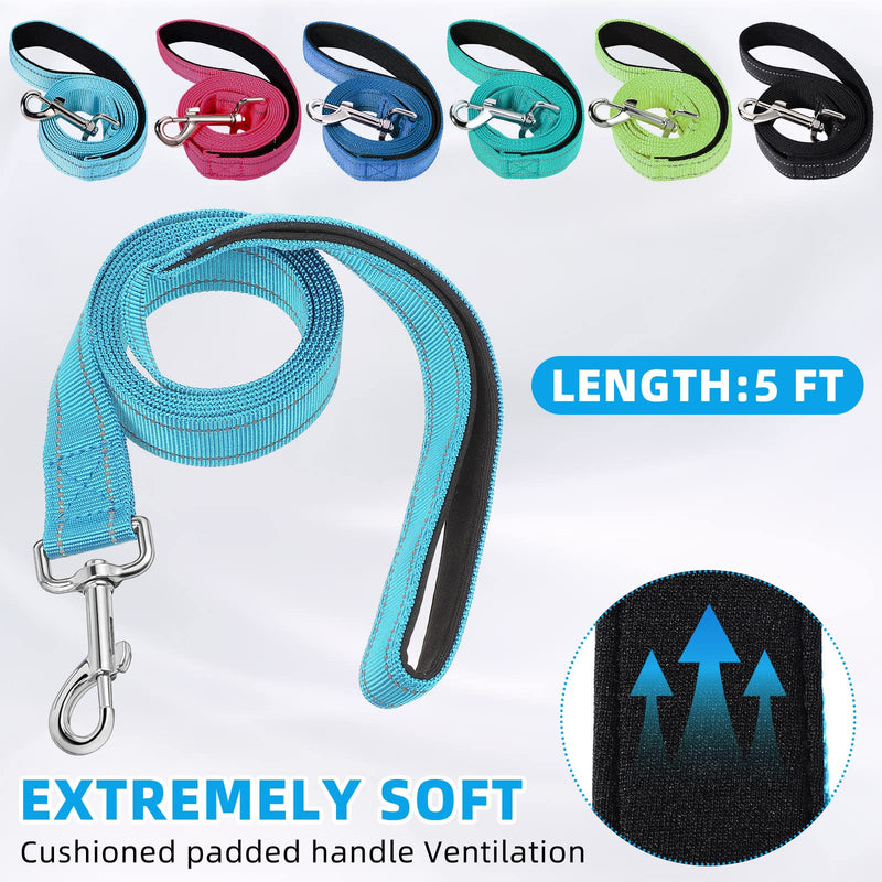 6 Sets Reflective Dog Leash and Collar Set, Nylon Leashes Adjustable Dog Collar Heavy Duty Padded Handle Leash for Small Medium Large Dogs Walking Training(Stylish Color) Stylish Color - PawsPlanet Australia