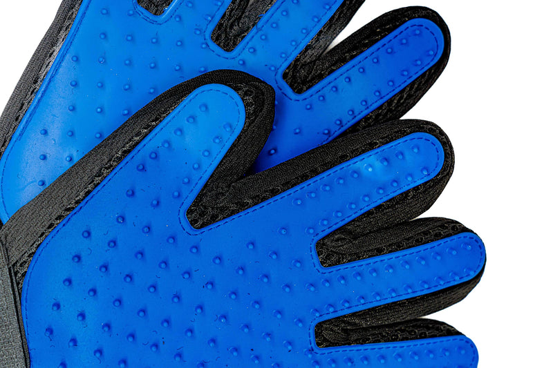 PAIR of Low-Cost Pet Grooming Gloves - Superior Care for Your Furry Friends. Ideal for Grooming, Deshedding, Bathing & Massaging Your Dogs & Cats with Long/Short/Curly Fur - Blue - PawsPlanet Australia