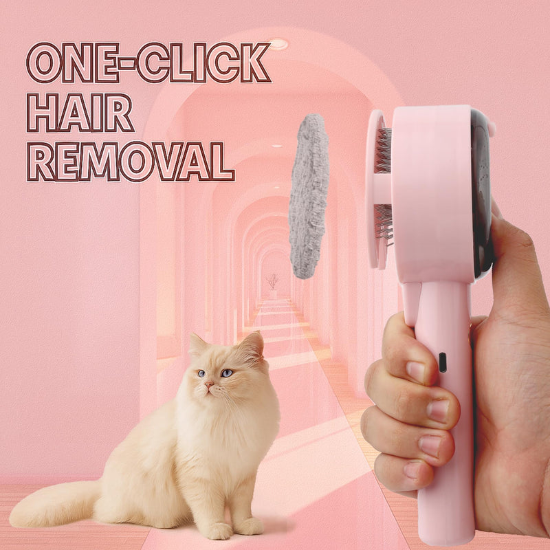 Cat Brush with Steam for Shedding & Grooming – Self Cleaning Deshedding Comb with Dual Mist Spray, Blue Light & 140° Curved Bristles – For Long-Haired Cats & Small Dogs - PawsPlanet Australia