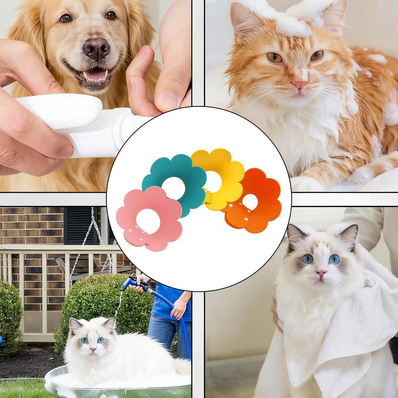 Set of 4 colorful cat cone collars, protective neckwear, comfortable, safe, adjustable, Elizabethan for pet recovery, flower shape, pet recovery, cats