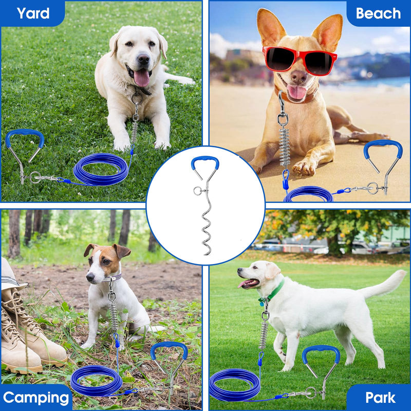 Dog Tie-Out Stake, Heavy Duty 16" Spiral Anchor Stake for Outside, Yard and Camping, Soft Grip Handle Anti-Rust Stake for Any Dog Cable Leash Chain, Small to Large Dogs Up to 200lbs (Blue, 16" Stake) Blue - PawsPlanet Australia