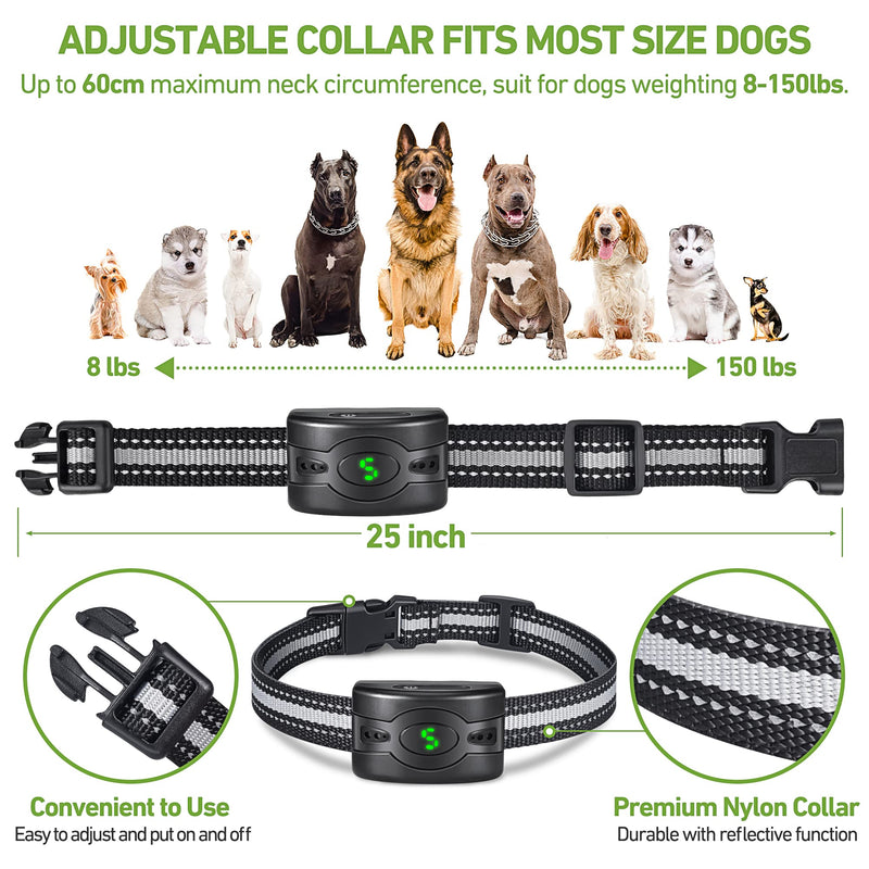 2 Pack Rechargeable Dog Bark Collar, Anti Barking Collar with 5 Sensitivity, No Shock Bark Collar with Vibration&5 Variable Beep, IP67 Waterproof Smart Bark Training Collar for Large Medium Small Dogs - PawsPlanet Australia