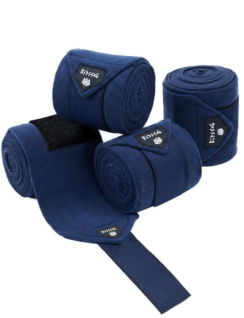 FitsT4 Sports Horse Polo Wraps 3.1m Soft Fleece Equestrian Leg Protection 4 Pack with Package Navy