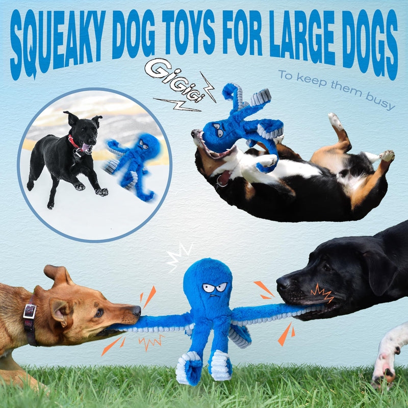 Squeaky Dog Toys For Large Dogs, Durable Octopus Plush Chew Toy For Large Breed Chewers, Tough Stuffed Toy, Tug Of War Interactive Dog Toy To Keep Them Busy, Crinkle Dog Toy For Big Medium Samll Dog - PawsPlanet Australia