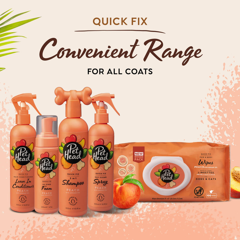 Pet Head Quick Fix Leave-in Conditioner Spray for Dogs | Peach Scent | Repairs, Detangles and Softens Fur | Detangling Spray | for Grooming Wet or Dry Dog Coats | No Rinsing Required | 10.1 fl oz. - PawsPlanet Australia