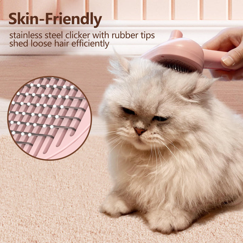 L&W BROS. Steam Grooming Brush for Shedding and Detangling – Self-Cleaning Steamy Pet Brush with Mist Spray for Long-Haired Cats and Small Dogs (Pink) Pink - PawsPlanet Australia