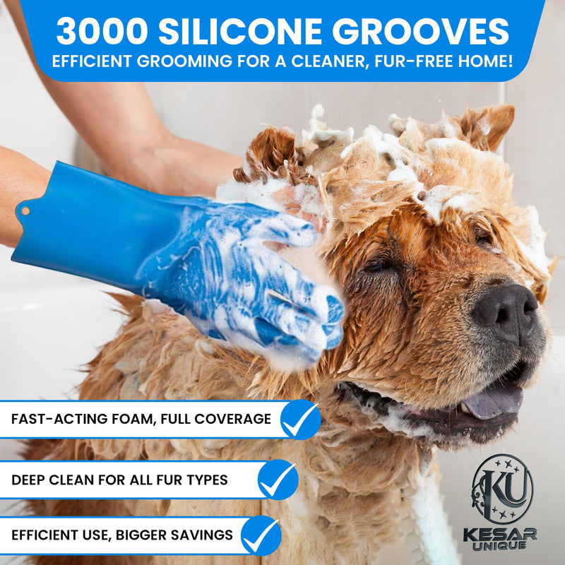 8Pcs Grooming Kit for Dog Cat & Horse|Dog Bathing Supplies|Dog Grooming Brush|Dog Bath Brush for Short & Long Hair|Dog Scrubber Brush for Bath |Dog Shampoo Brush|Dog Cleaning Gloves(sky blue) - PawsPlanet Australia