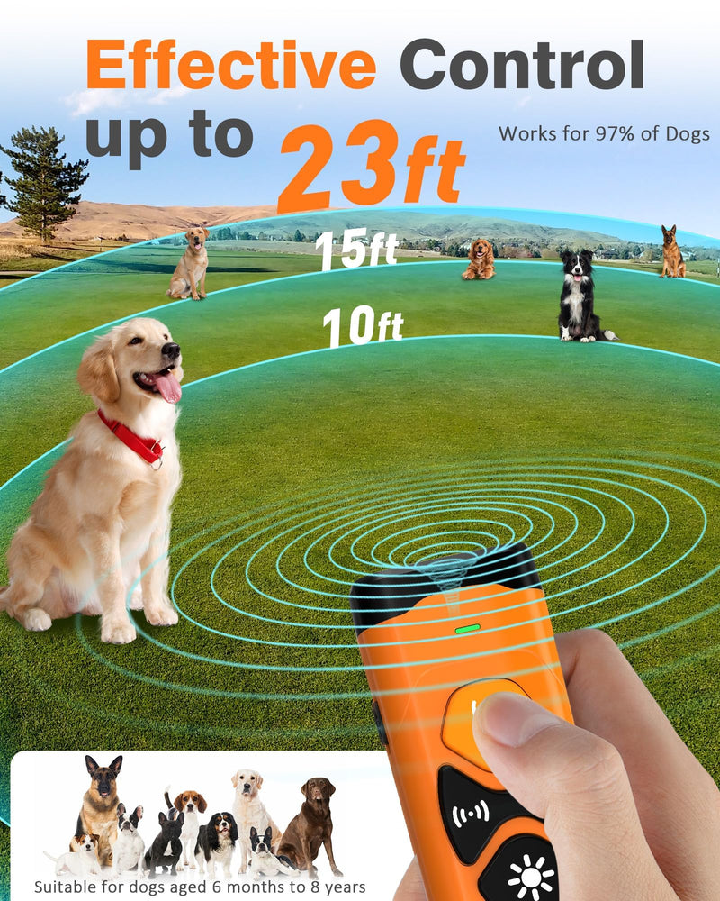 Dog Bark Deterrent Devices | Stop Your & Neighbor’s Dog Barking | 3X Ultrasonic & 23ft Range Anti Barking Device | Dog Behavior Correction Training Indoor Outdoor Orange Black - PawsPlanet Australia