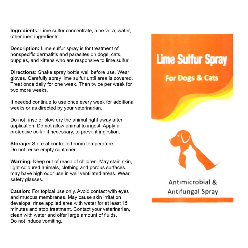 Classic's Lime Sulfur Spray Pet Care for Dry and Itchy Skin - Spotcare and Safe Solution for Dog, Cat, Puppy, Kitten, Horse (8 oz) - PawsPlanet Australia