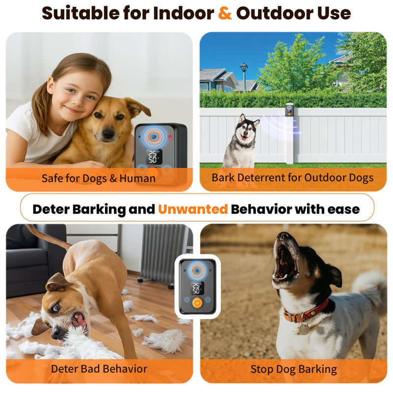 Anti Barking Device for Dogs – 50FT Bark Deterrent Device with 3 Adjustable Modes – Rechargeable Ultrasonic Dog Training Device – Fits All Breeds & Sizes – IPX4 Waterproof, Indoor/Outdoor Use - PawsPlanet Australia