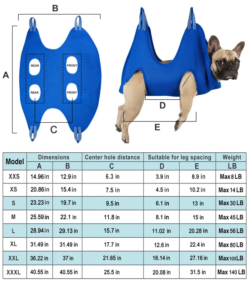 10 in 1 Pet Grooming Hammock Harness with Nail Clippers/Trimmer, Nail File,Dog Nail Hammock, Dog Grooming Sling for Nail Trimming/Clipping M/under 45lb Blue