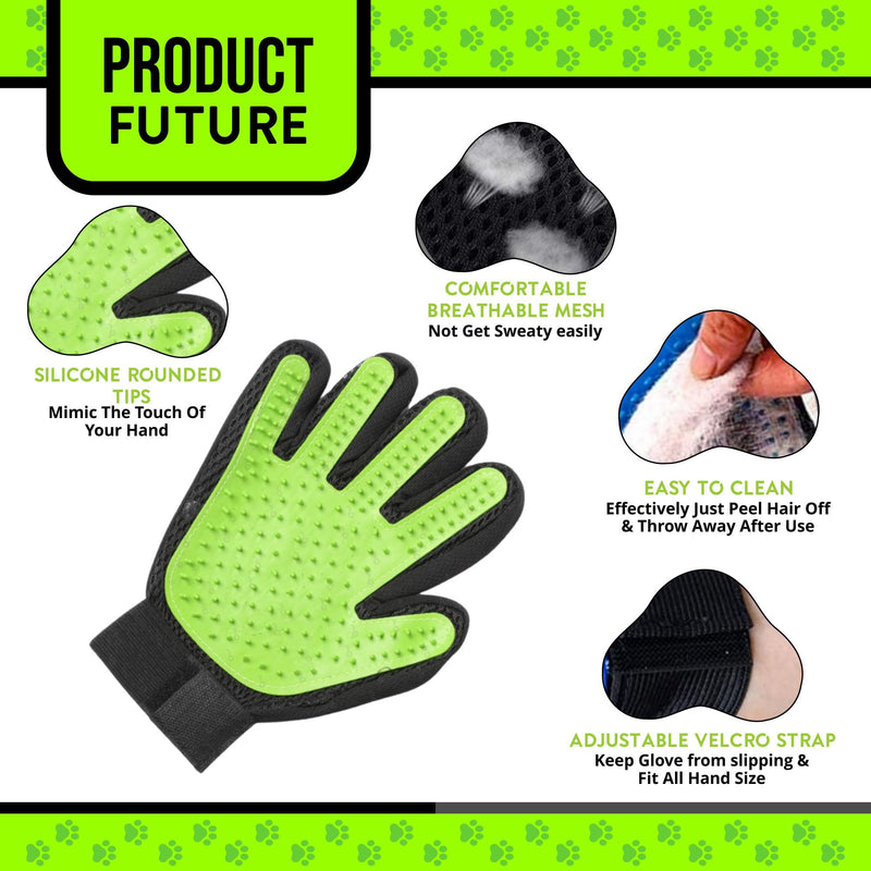 Pet Grooming Gloves – 1 Pair – Deshedding & Bath Massage Mitts for Dogs & Cats – Choose from 5 Colors – Adjustable, Reusable & Easy to Clean (Lime Green) Lime Green - PawsPlanet Australia